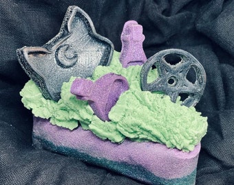 Witch Cake Bath Bomb • Clary Sage, Ylang Ylang, Bubble Frosting, Folklore Inspired