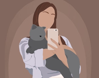 Custom Minimal Illustration with Pet - DIGITAL FILE ONLY