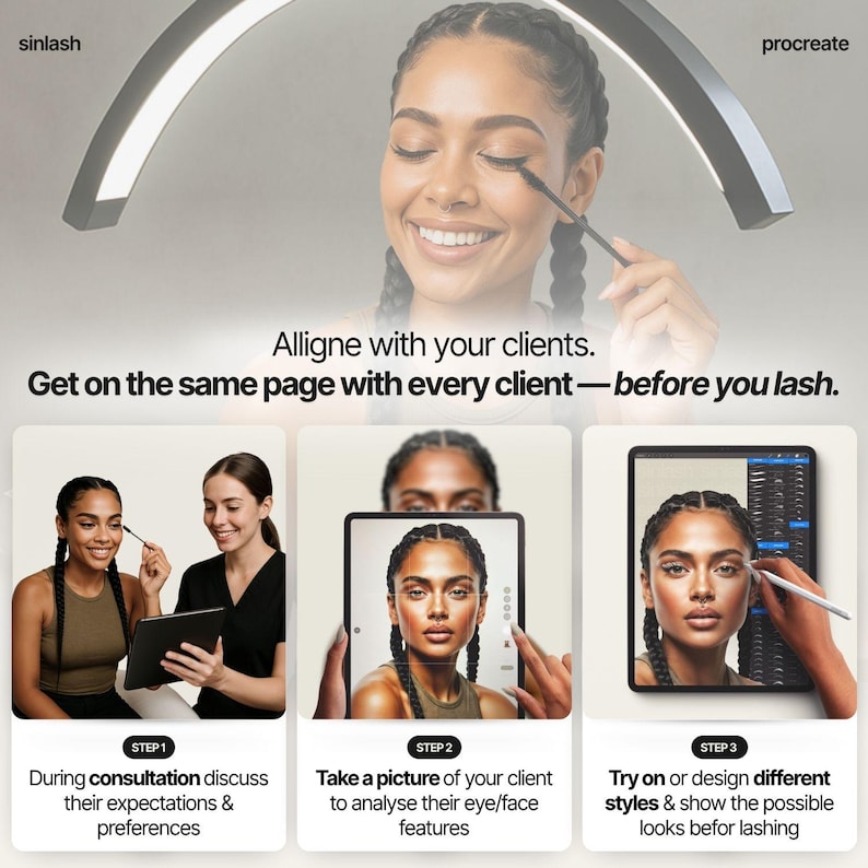 digital lash styles and mappings, eyelash extension mapping and styling brushes for procreate, lash mapping illustrations, lash styles, procreate brushes, eyelash styles, eyelash consultation, procreate lashes, lash training, lash ebook