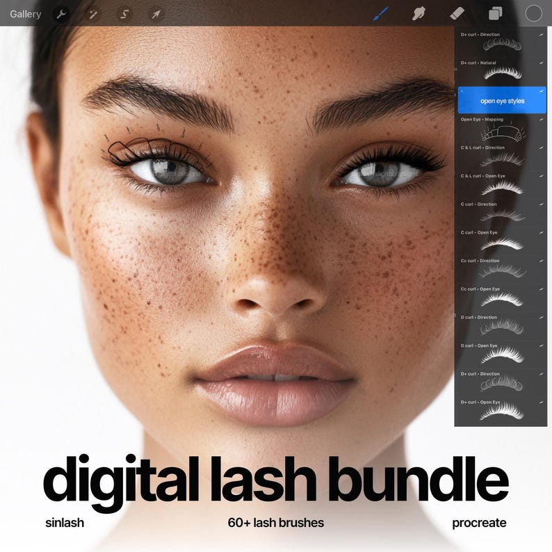 digital lash styles and mappings, eyelash extension mapping and styling brushes for procreate, lash mapping illustrations, lash styles, procreate brushes, eyelash styles, eyelash consultation, procreate lashes, lash training, lash ebook