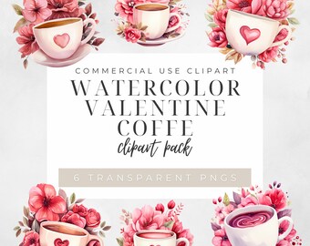 Valentinstag Kaffee Clipart Bundle, Einladung Kaffee Clipart, Kaffee Valentinstag Digital Download, Aquarell Valentinstag Kaffee Sublimation