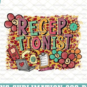Receptionist Png, Reception Life Png, Vintage Receptionist Clipart, Vintage Nurse Lettering Sublimation, PNG Sublimation Design