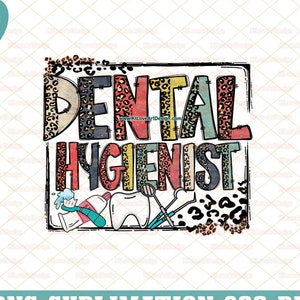 Dental Hygienist Png, Detal Vibes Png, Vintage Dental Png, Occupation design, Leopard Lettering, Dental Sublimation Design