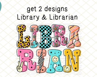 Library Groovy Doodle Png, Librarian Png, Library Squad Png, School Librarian PNG Sublimation Design