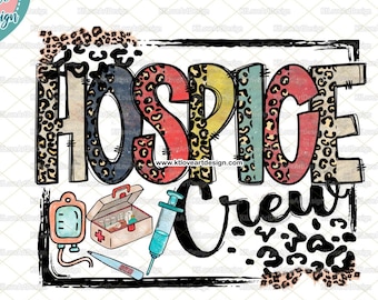 Hospice Nurse Png, Hospice Crew, Vintage Nurse, Leopard Lettering, Sublimation, PNG Sublimation Design
