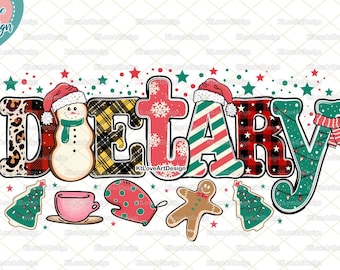 Christmas Dietary Png, Healthcare Png, Lunch Lady PNG, Dietary Png, Dietary Doodle, Hand Drawn, PNG Sublimation Design