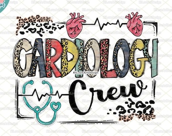 Cardiology Png, Anatomical Heart, Vintage Nurse Png, Leopard Lettering, Sublimation, PNG Sublimation Design