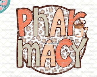 Pharmacy Tech Fall Png, Pharmacy Fall, Pharmacy Tech Leopard, hand drawn, Sublimation, PNG Sublimation Design