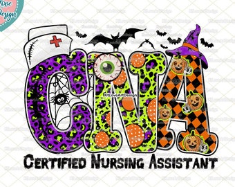 Spooky Halloween Nurse CNA PNG - Sublimation Design