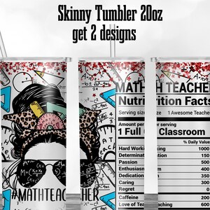 Matematyka Nauczyciel Tumbler, Matematyka Tumbler, Fakty o Żywieniu Nauczyciela, Życie Nauczyciela, 20oz Skinny Tumbler Sublimacja Pełne Opakowanie Png Pobierz
