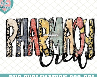 Pharmacy Crew,Pharmacy Technician,Vintage,pharmacy tech gift,leopard, hand drawn, Sublimation, PNG Sublimation Design