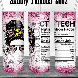 Vaso para tecnología de tomografía computarizada, información nutricional de radiología, vaso recto delgado de 20 oz para sublimación, vaso con tobogán de agua, envoltura completa, descarga de archivos PNG digitales