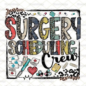 Surgery Scheduling Png, Scheduling Crew Png, Surgery Nurse, Vintage Leopard Lettering, Sublimation, PNG Sublimation Design