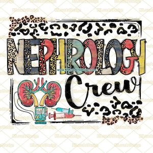 Nephrology Png, Dialysis Png, Vintage Nurse Png, Occupation design, Leopard Lettering, Sublimation, PNG Sublimation Design