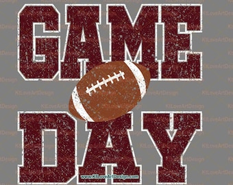 Football Game Day Distressed Maroon PNG, Football Game Day, PNG Sublimation Design