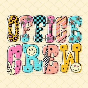 Groovy Office Crew Png, Retro Office Squad Png, School Letter Doodle Png, Office PNG, Groovy School Png Sublimation Download, DTF
