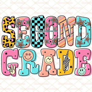 Regreso a la escuela, segundo grado, letra doodle png, segundo grado PNG, primer día de clases, escuela png retro, diseño de segundo grado png
