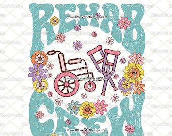Rehab Crew PNG: Sublimeringsdesign med vårblommor (digital nedladdning)