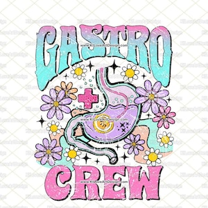 Gastro Png, Gastroenterology Png, Anatomical Gastro, Spring Nurse Png, Retro Flower Lettering, PNG Sublimation Design