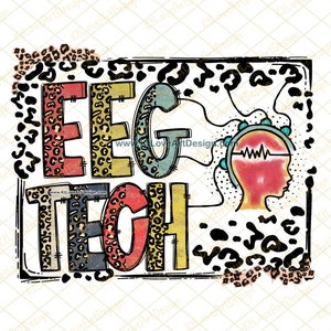 EEG Tech Png, EEG Png, Sleep Tech Crew Png, Vintage Nurse Png, Letras de leopardo, Sublimación, Diseño de sublimación PNG
