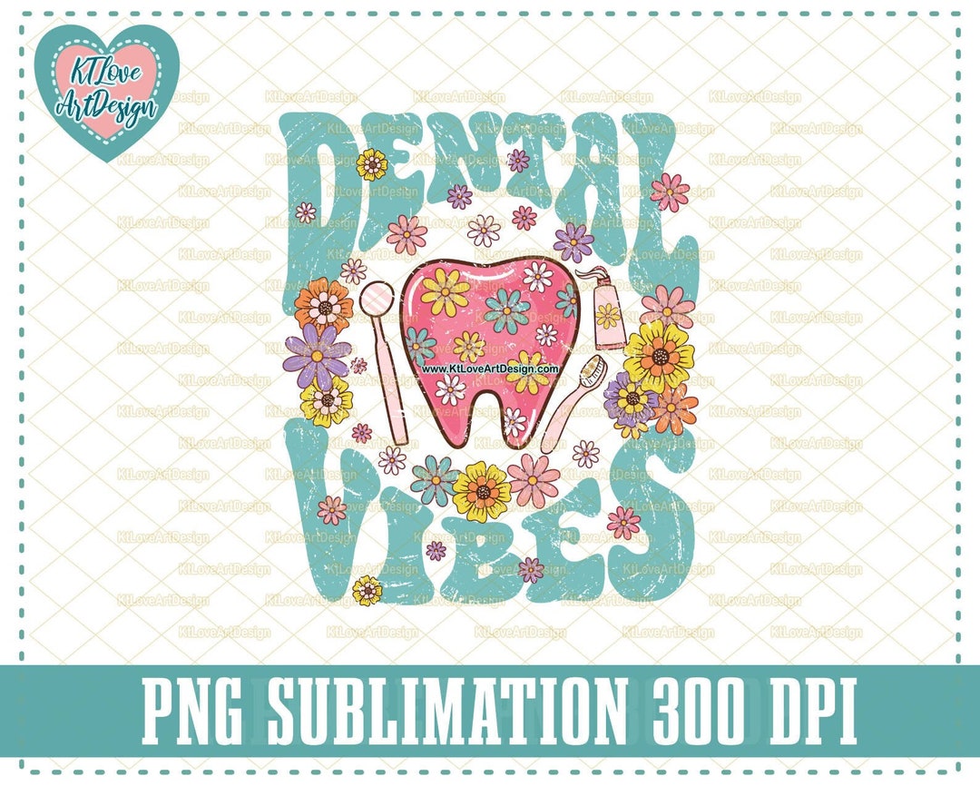 Dental Vibes Png, Dentistry Png, Retro Dental, Flower Dental Png, Fall