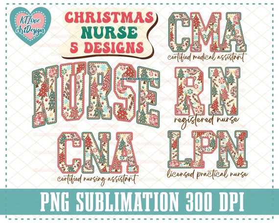 Christmas Nurse PNG Bundle: Retro Sublimation Designs (Digital Download)