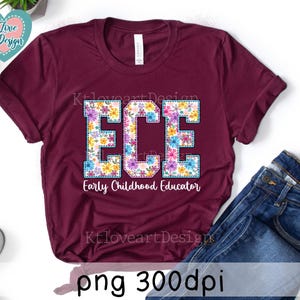 ECE-lärarblomma för tidig barndom Varsity-bokstäver PNG, vårblomma ECE-läraruppskattning PNG-design, vårblomma för lärare PNG bild 2