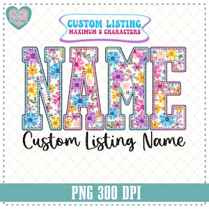 Listado personalizado de flores de primavera universitarias PNG, personalización PNG, diseño de sublimación PNG