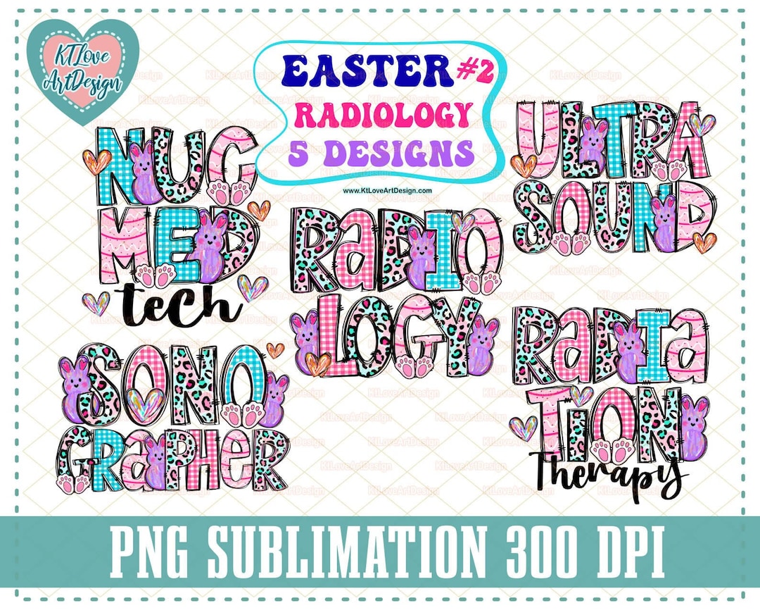Easter Bunny Radiology Bundle 5 Designs Png, Happy Easter Radiology ...
