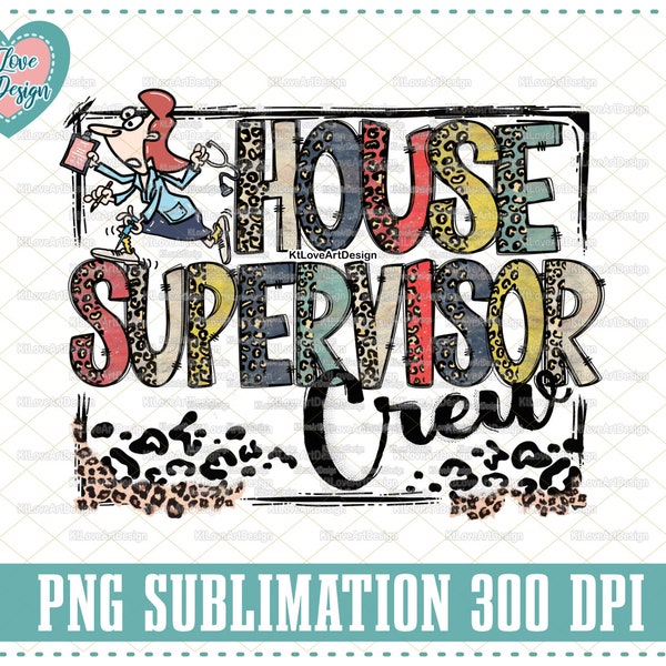 House Supervisor Png, Nurse Png, Vintage Clinic, Leopard Lettering, Sublimation, PNG Sublimation Design