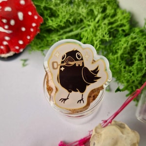 Raven with Key Acrylic Pin – Gothic Witchy Accessory, Magical Bird Gift, Occult Fantasy Pin