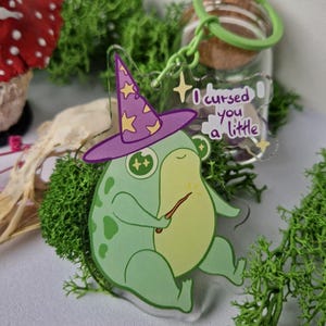 Frog Keychain: Double-Sided Acrylic Charm - Cottagecore Forestcore