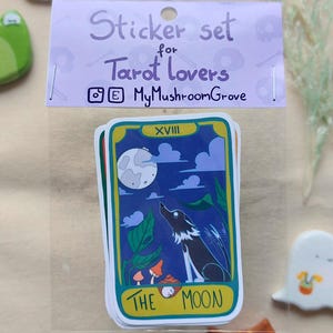 Tarot Aufkleber Set, Fantasy Witchy Vinyl Pack, Der Mond, Die Sonne, Der Gehängte