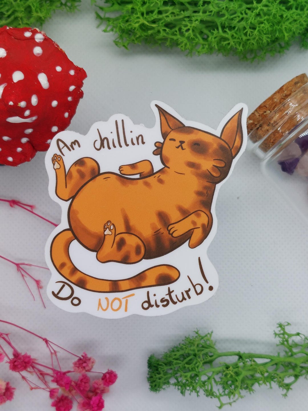Am Chillin Cat Sticker, Do Not Disturb, Kawaii Lazy Cat - Etsy