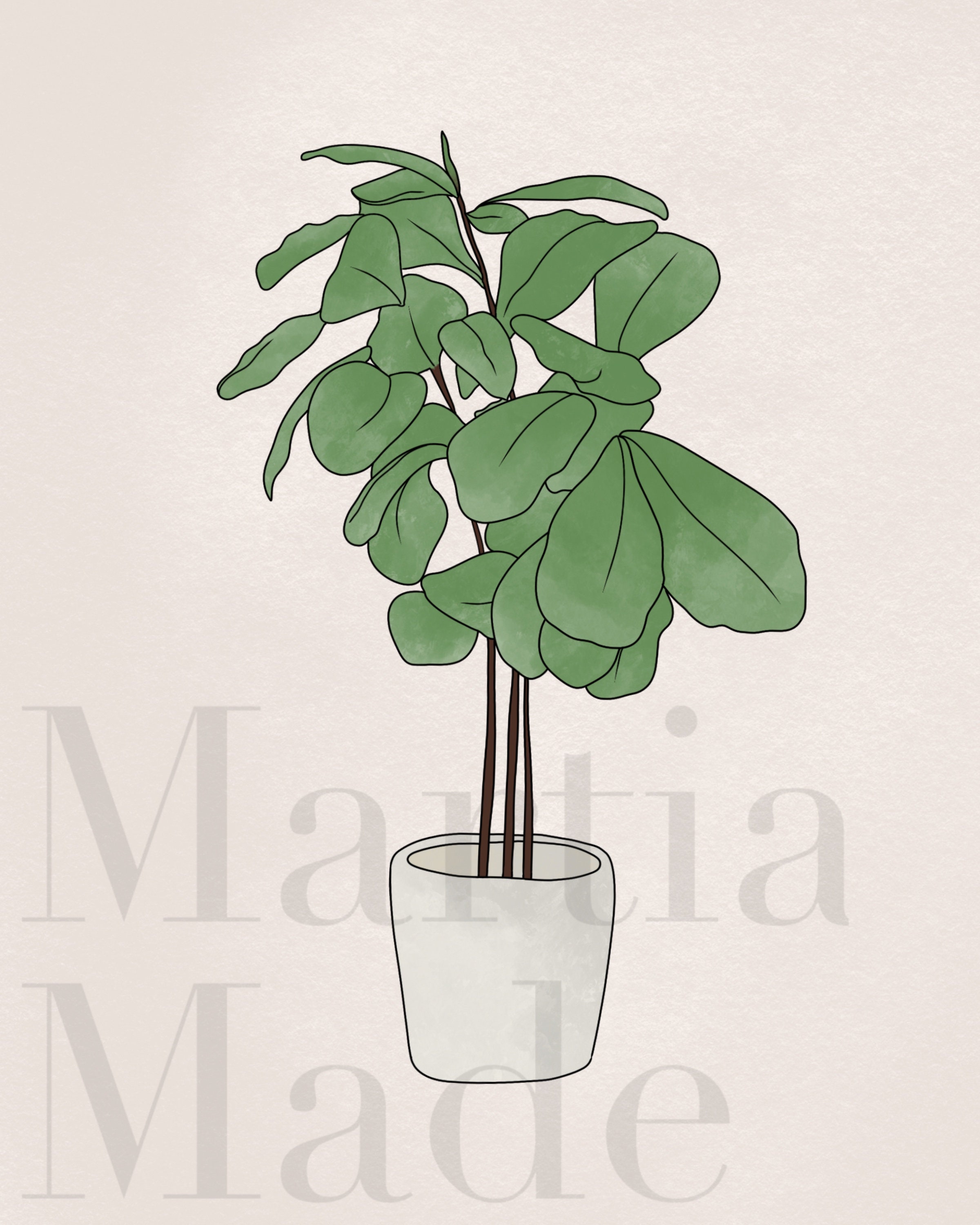 Fiddle Leaf Fig Art Print instant digital download figgy Etsy España