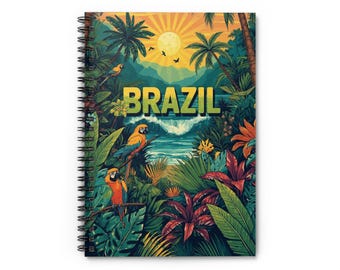 Brazil Inspired Spiral Notebook Ruled Line | Tropical Cover
