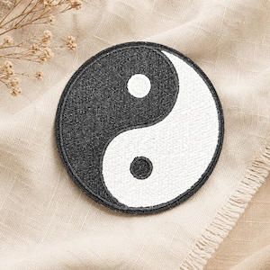 Yin Yang Embroidered Patch | Iron On Sew On Zen Symbol Patch | Tao Balance Applique | Aesthetic Jacket Backpack Hat Badge