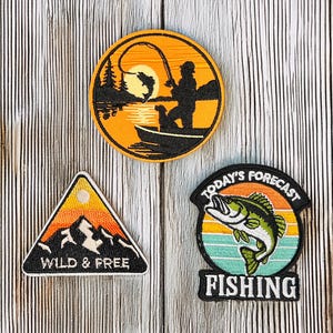 Parche de pesca termoadhesivo – Insignia bordada para chaqueta, mochila, sombrero, actividades al aire libre y vida en el lago.