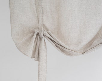 Linen roman shades with ties / Cafe curtains for kitchen farmstyle / Cottagecore toile roman shades / Cute burlap valance farmhouse style
