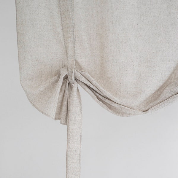 Linen roman shades with ties / Cafe curtains for kitchen farmstyle / Cottagecore toile roman shades / Cute burlap valance farmhouse style
