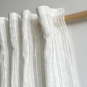 Custom Linen short curtain / Cafe curtains for kitchen / Lace french country curtains / Door sheer panel / Farmhouse valance for bathroom