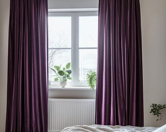 Plum Purple Silk Velvet Curtains • Dark Academia, Aubergine Drapes