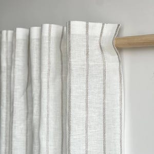 Linen kitchen cafe curtains / Custom pinch pleated short lace french country drapes / Modern sheer window panels / Farmhouse vintage valance