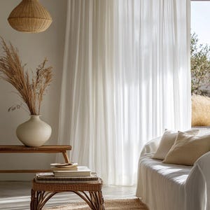 Linen french country style lace curtains for living room / Embroidered retro sheer curtains bedroom / Custom tulle cafe curtains shabby chic