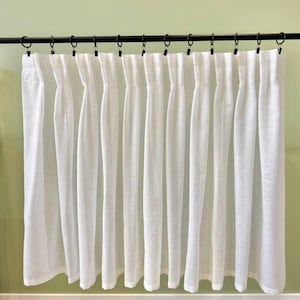 Cortinas de linho plissadas para cozinha / Cortina curta transparente / Painéis de cortina francesa de renda com pregas / Sanefas de fazenda personalizadas