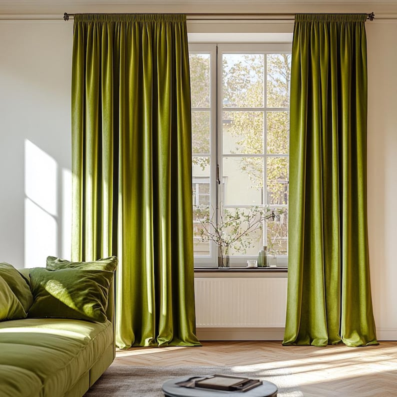 Dusty Blue Velvet Curtains Living Room / Custom Curtains Bedroom / Pale