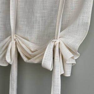 Custom Linen roman shades with ties / Ties up valance for kitchen / Shabby chic toile curtains / Bathroom burlap Cafe curtains farmhouse