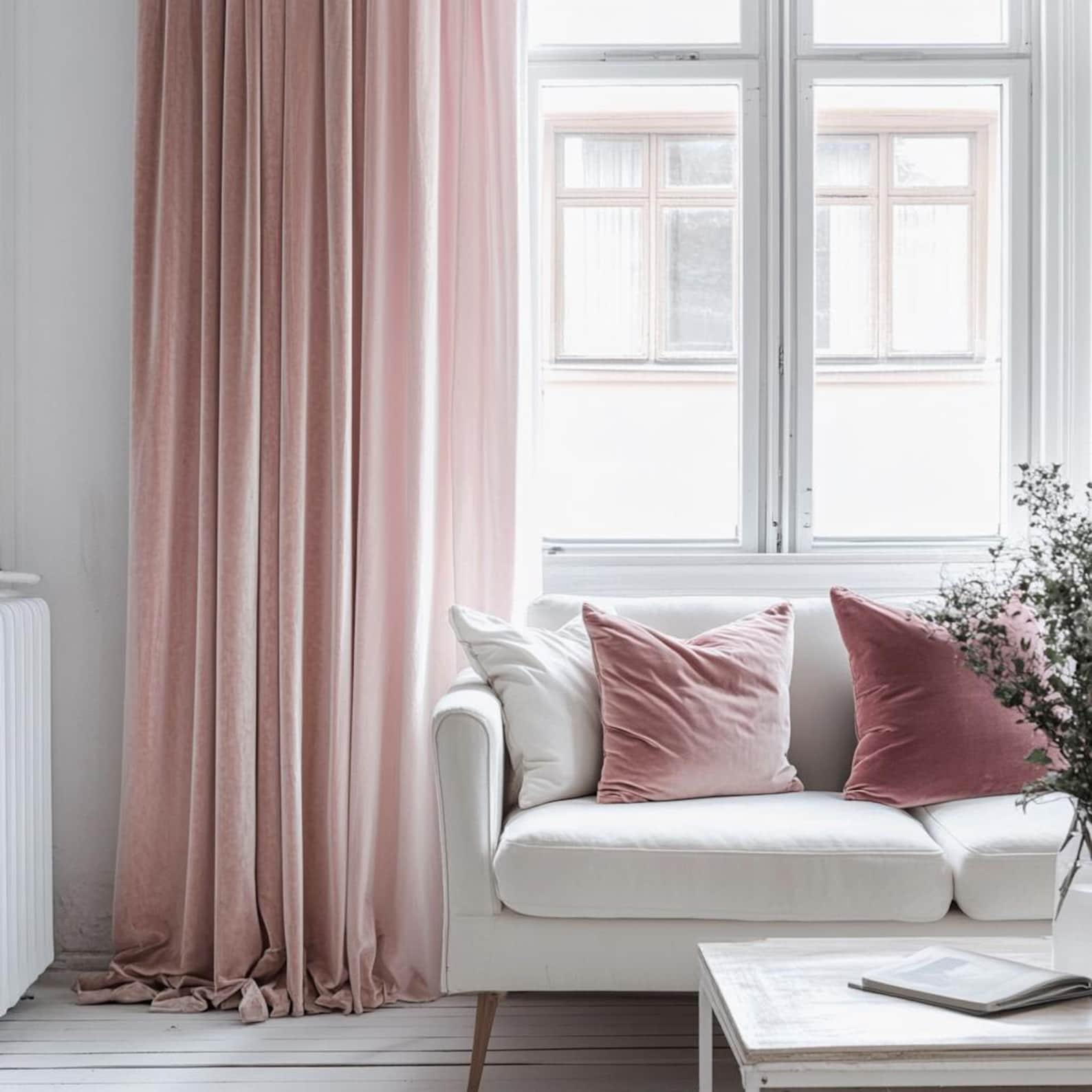 Velvet Curtains Living Room Pale Rose Velvet Curtains Living Room / Blush Custom Curtains Bedroom