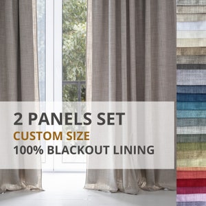Custom blackout curtains bedroom / Back Tab burlap curtains nursery blackout / Blackout curtains for living room / 2 panel thermal curtains