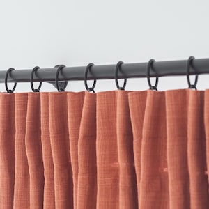 Rust Red Burlap cafe curtains kitchen. Curtains living room. Terracotta Blackout bedroom drapes. Custom boho curtains. Linen french country
